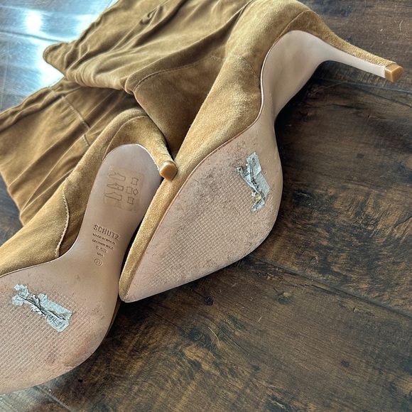 Schutz Suede Tan Ankle Boots - Picture 3 of 5